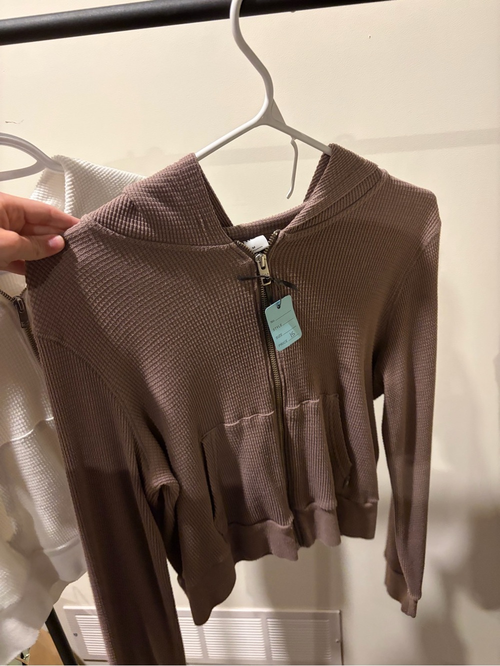 TNA Waffle Zip Hoodie in Dusty Mauve